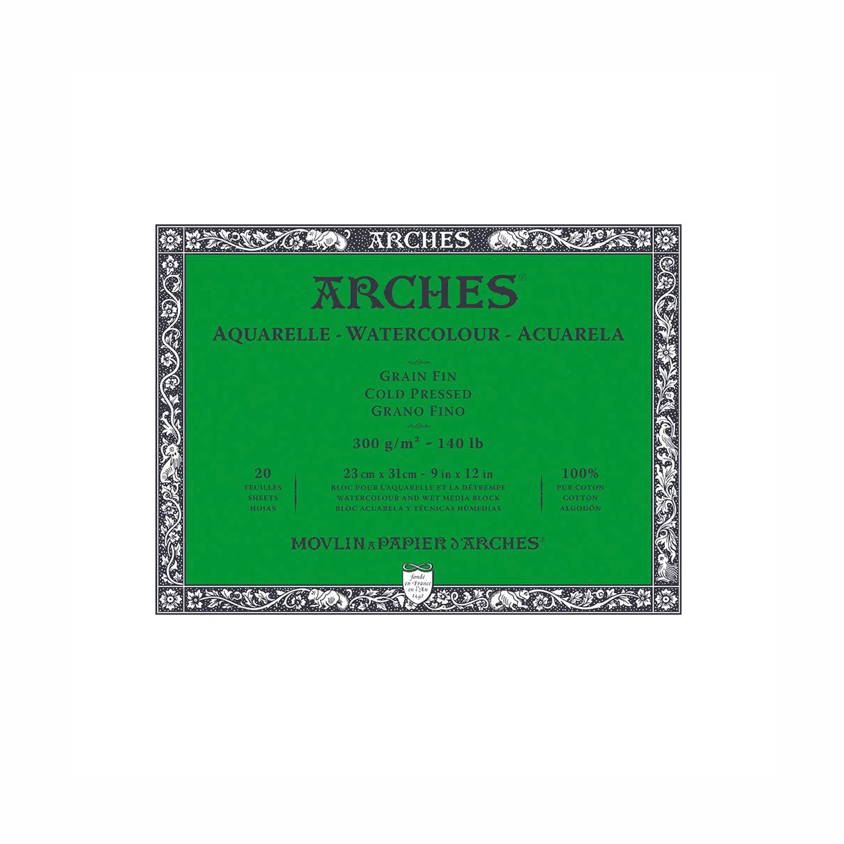 Bloco de Papel para Aquarela Arches TF 300g/m² 23x31cm 20 Folhas